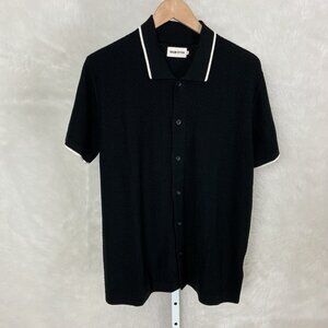Taylor Stitch Black Ivory The Button Down Polo Charcoal Herringbone 42